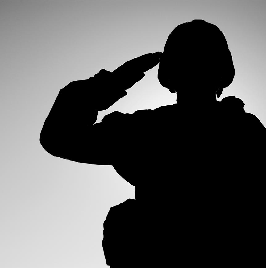 Black and White image of Solider Saluting