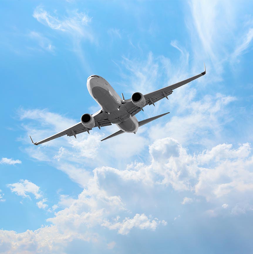 Airplane flying in the sky