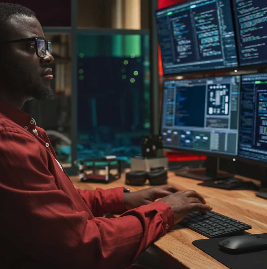 Cybersecurity worker monitoring data for threats