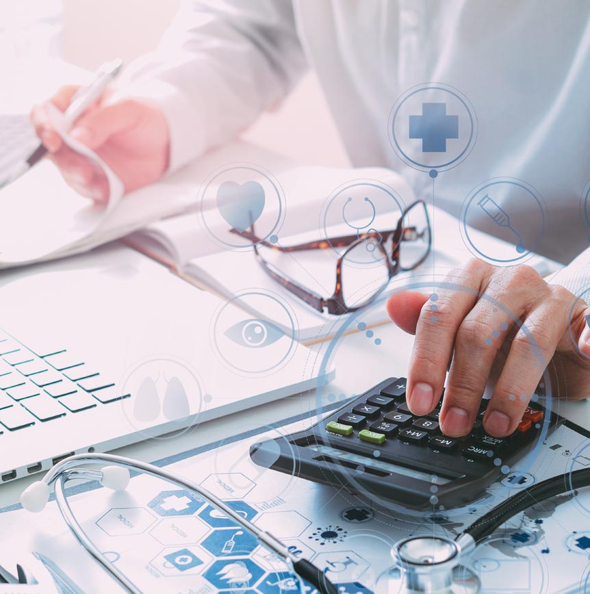 Doctor going through billing statements