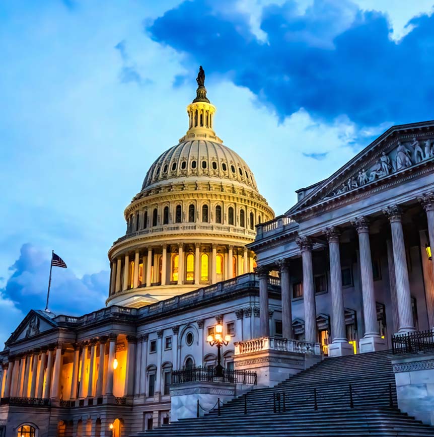 United States Capital building at dusk